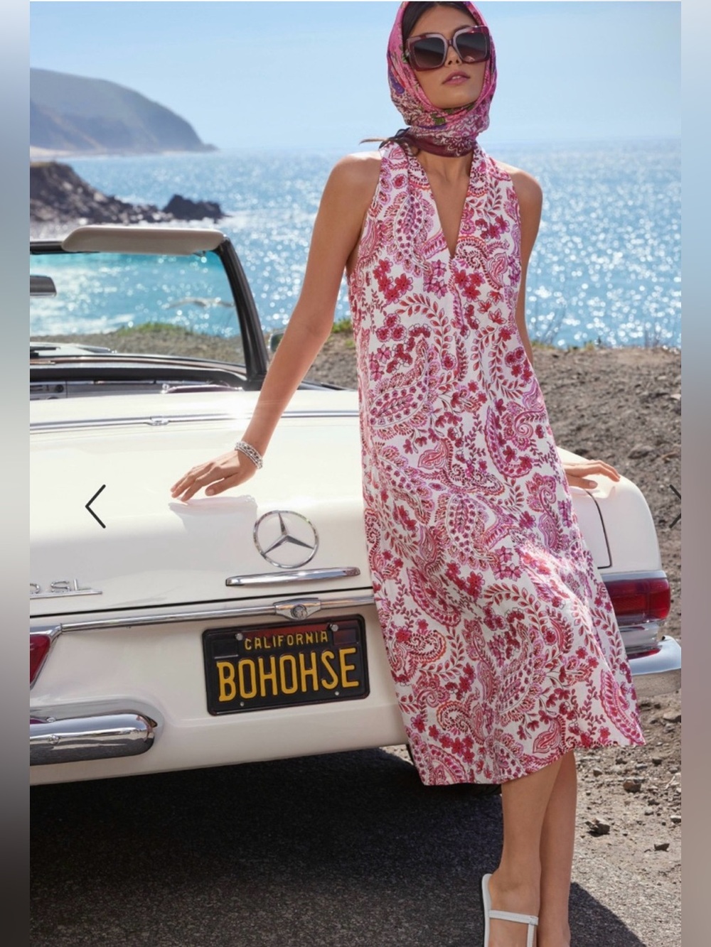 NWT Johnny Was Crisscross Linen Dress XL Lillet Pink Paisley